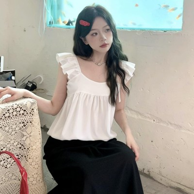 法式小飞袖宽松上衣